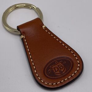 Dooney and Bourke Leather Key Fob Keychain Light Brown Gold Tone Ring